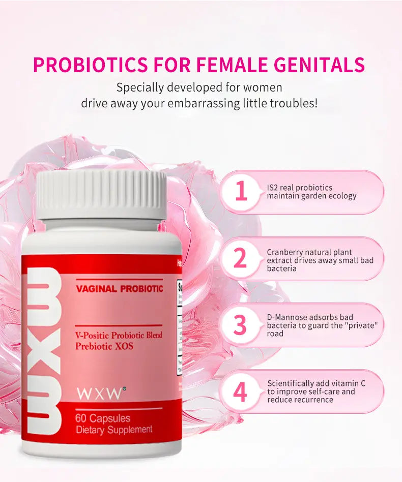 white plastic bottle with red label and white cap featuring bold bx3 branding for uro women’s probiotic capsules designed as women’s probiotic capsules for vaginal health.