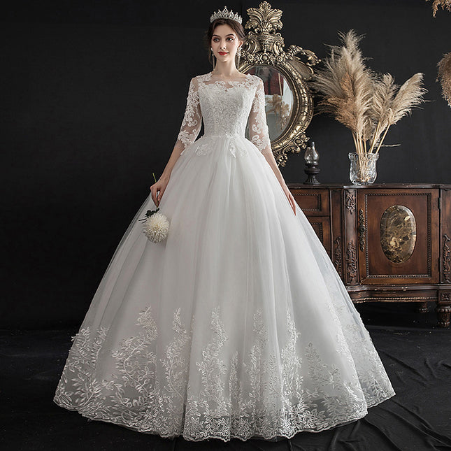 One-shoulder Dream Slim Sleeve Lace Bride - Royalessencelux