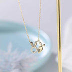 Delicate 18k gold plated rabbit pendant necklace with charming bunny and carrot pendant and sparkling clear stones