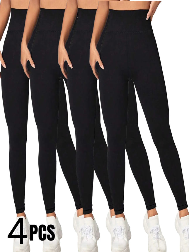 4 Pack Women's Thermal High-Waisted Yoga Pants - Tummy Control Butt Lifting Leggings