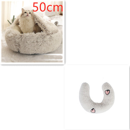 2 In 1 Dog And Cat Bed Pet Winter Bed Round Plush Warm Bed House Soft Long Plush Pets Bed Pet Products - Royalessencelux