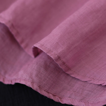 Women's Fashion Retro Cotton And Linen Embroidered V-neck Short-sleeved T-shirt - Royalessencelux