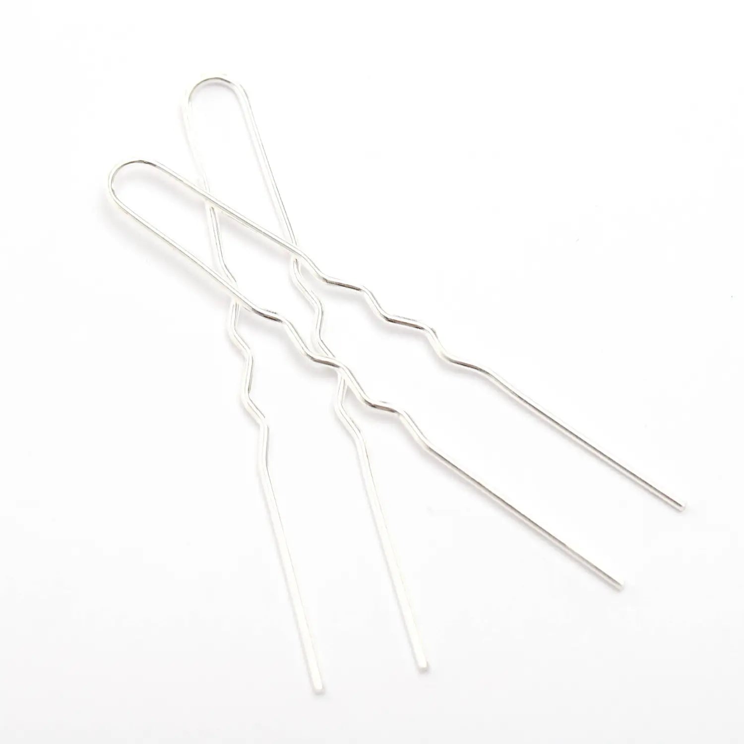 silver wire hair pins with a wavy zigzag design made of metal for diy hair accessories material and hair accessories use