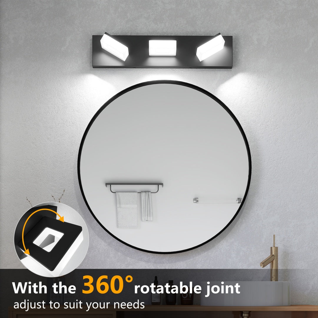 Matte black 3-light LED bathroom vanity light, 20 inch – view 2