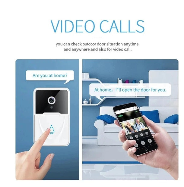 Wireless WiFi Smart Video Doorbell with Chime, Two-Way Talk and Night Vision