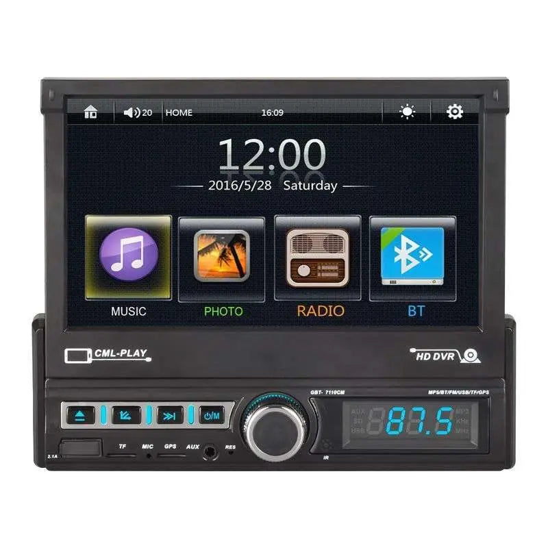 Black cml-play 1din car stereo with touch screen mp5, mp5 player bluetooth, and hd dvr functionality for vehicles
