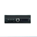 Black 1din car stereo with silver rotary dial and buttons for media playback touch screen mp5 player bluetooth dvr
