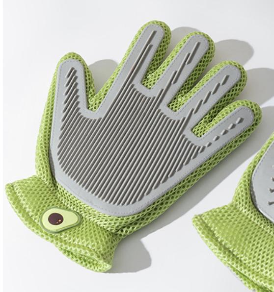 2-in-1 double-sided pet grooming glove for cats and dogs – Green