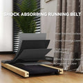 Black shock-absorbing running belt with layered construction and wooden frame for 2.5hp wood walking pad
