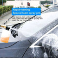 White and orange foam spray pot with brass nozzle for rapid foaming on battery cordless car high pressure washer