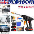 Black and orange battery cordless car high pressure washer with 2 batteries, 5-meter hose, and cleaning accessories for user experience