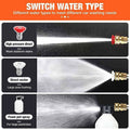 Red white and black nozzle attachments for battery cordless car high pressure washer enhancing user experience