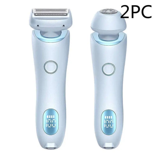 Light blue 2 in 1 led removal epilator with sleek ergonomic design digital display and usb charging for efficient hair removal