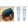 Light blue 2 in 1 led hair removal epilator with usb charging digital display for efficient hair removal and facial trimming