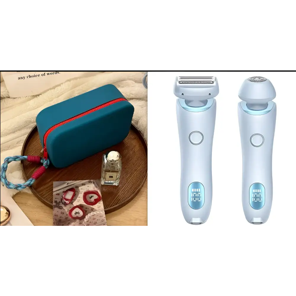 Light blue 2 in 1 led hair removal epilator with usb charging digital display for efficient hair removal and facial trimming