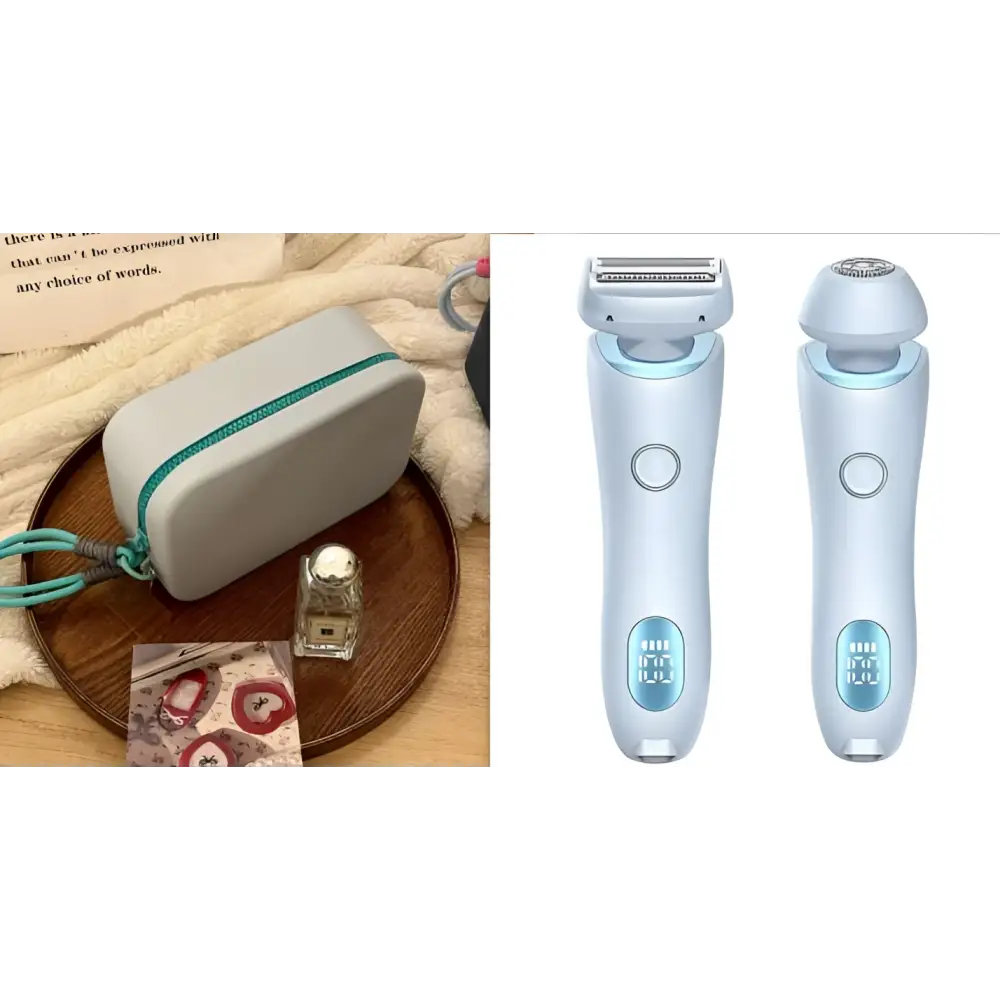 Light blue 2 in 1 led hair removal epilator with digital display usb charging for efficient hair removal