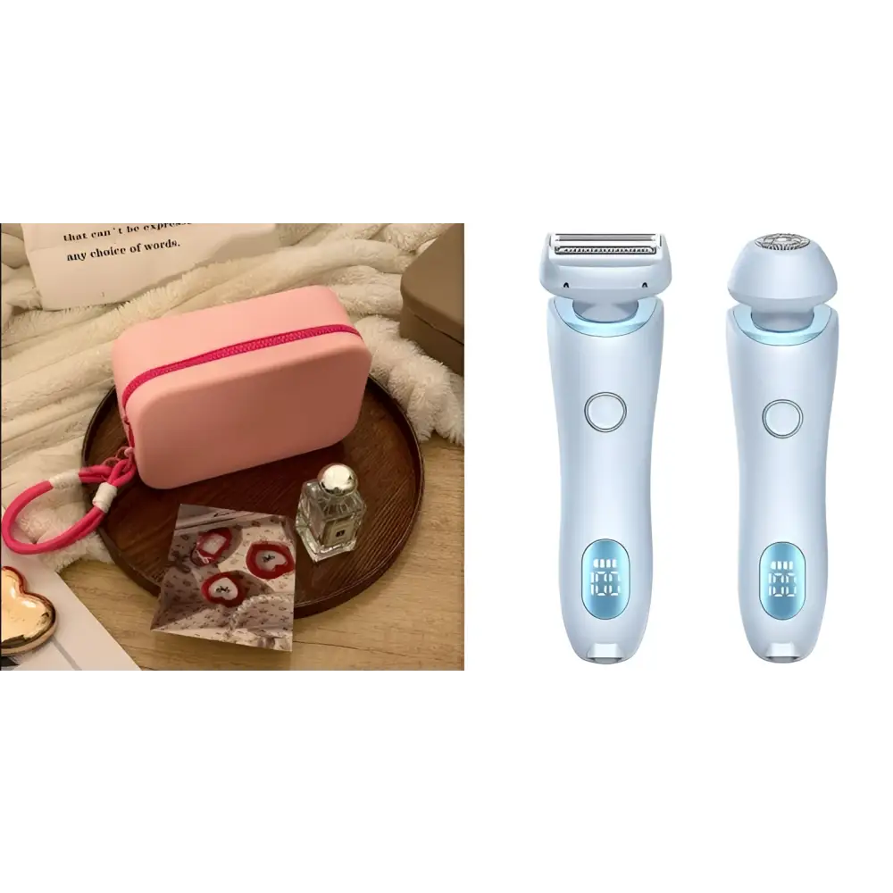 Light blue 2 in 1 led hair removal epilator with sleek design, illuminated buttons, and efficient usb charging removal epilator
