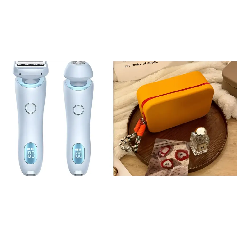 Light blue 2 in 1 led hair removal epilator with ergonomic design and glowing led accents for efficient hair removal usb charging