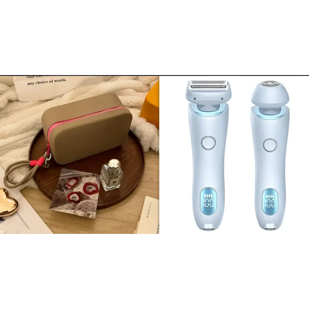 Light blue 2 in 1 removal epilator with ergonomic design circular power button and usb charging for efficient hair removal