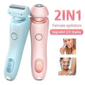 Pastel blue and pink 2 in 1 led hair removal epilator with usb charging for efficient removal epilator use