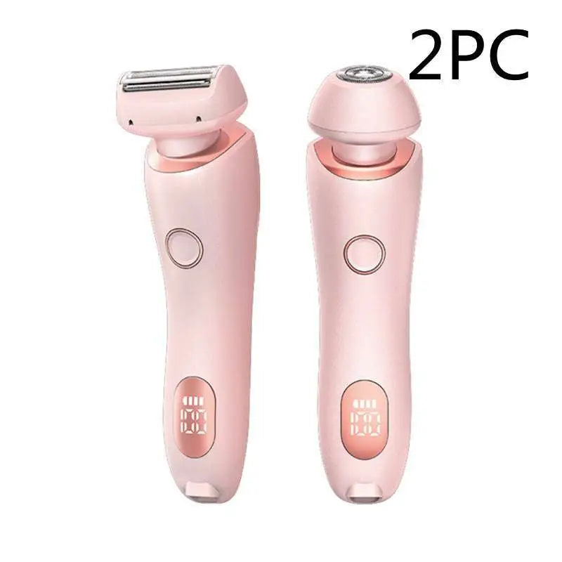 Pink 2 in 1 led hair removal epilator with rose gold accents and digital display for efficient hair removal usb charging