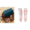 Pink 2 in 1 led hair removal epilator with rose gold accents and usb charging for efficient hair removal