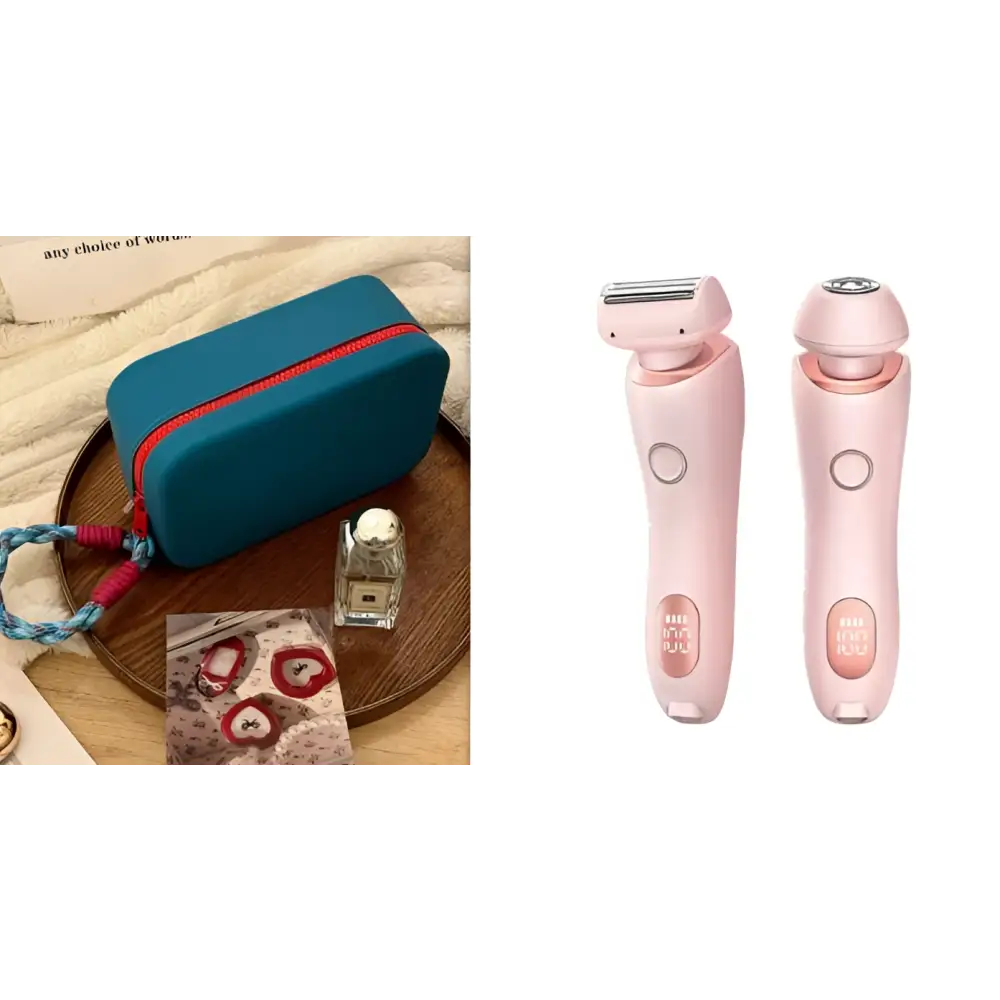 Pink 2 in 1 led hair removal epilator with rose gold accents and usb charging for efficient hair removal