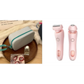 Pink 2 in 1 led hair removal epilator with rose gold accents features usb charging for efficient hair removal