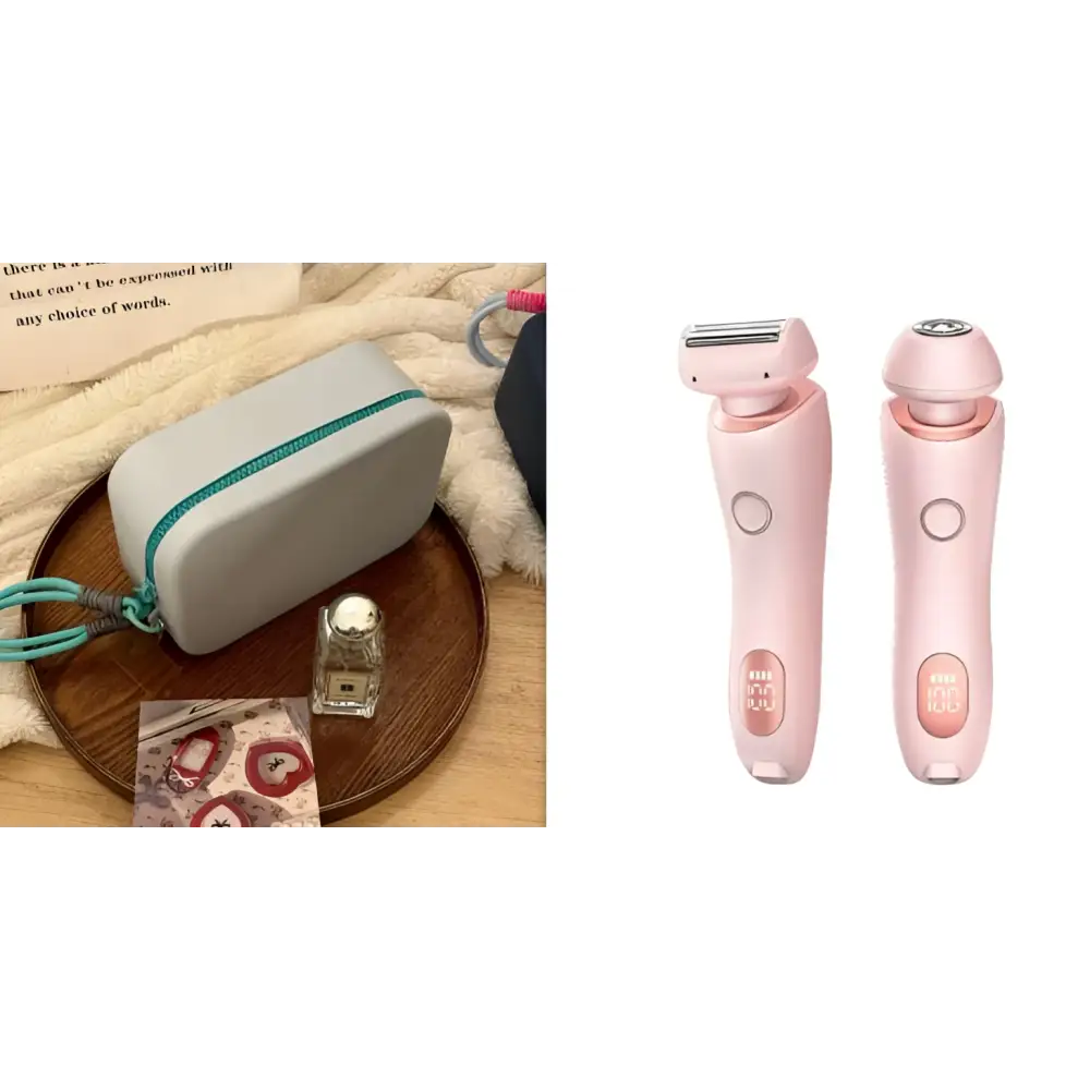 Pink 2 in 1 led hair removal epilator with rose gold accents features usb charging for efficient hair removal