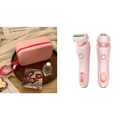 Pink 2 in 1 led hair removal epilator with dual-function razor and facial cleansing head for efficient hair removal usb charging