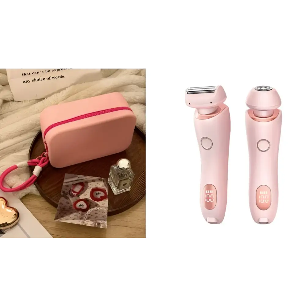 Pink 2 in 1 led hair removal epilator with dual-function razor and facial cleansing head for efficient hair removal usb charging