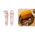 Pink electric 2 in 1 led hair removal epilator with rose gold accents digital display efficient hair removal usb charging