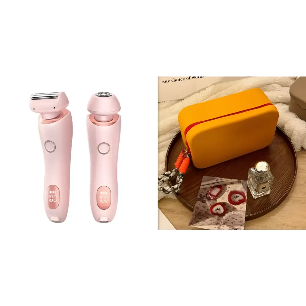 Pink electric 2 in 1 led hair removal epilator with rose gold accents digital display efficient hair removal usb charging