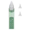 A sleek mint-green nasal aspirator baby with a transparent silicone tip and two cone attachments for blackhead remover