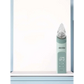 A sleek mint-green baby nasal aspirator with digital display and transparent silicone tip for blackhead removal