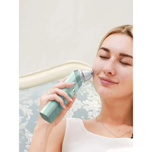Mint green handheld 2 in 1 nasal aspirator baby and blackhead remover with metallic nozzle and digital display