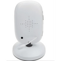 White plastic wireless intercom baby monitor with rounded rectangular body and perforated speaker grille 2 inch display