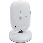 White plastic wireless intercom baby monitor with rounded rectangular body and perforated speaker grille 2 inch display