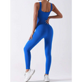 A vibrant royal blue ribbed one-piece athletic casual wear jumpsuit with a sleek waist curve in a 2 pack ribbed solid set