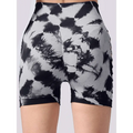 Black and white pack tie dye seamless high waist bike shorts with seamless hip lift for yoga and activewear