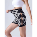 Black and white tie dye high waist seamless athletic shorts with side lace up detail for seamless hip lift in a 2 pack tie dye set