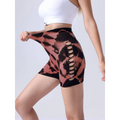 High waist seamless 2 pack tie dye yoga shorts with bold black and rose lace-up design for seamless hip lift