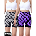 Black and purple pack tie dye high waist seamless athletic shorts with ribbed waistband perfect for yoga and fitness