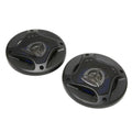 Black 4in coaxial car audio speakers with mesh grille silver center cone 280w power and heat dissipation design