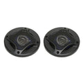 Black 4in coaxial car speakers 280w with mesh grille and silver logo designed for efficient heat dissipation