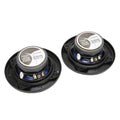 Black and silver 280w car speakers with blue accents featuring coaxial car audio design and heat dissipation features