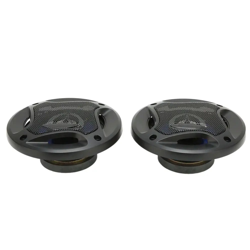 Black oval 4in car speakers 280w with mesh grille metallic accents for coaxial car audio and heat dissipation efficiency