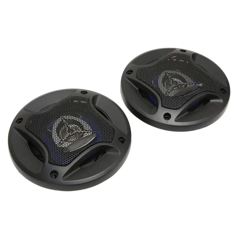 Black 2 pcs 4in car speakers 280w coaxial car audio pair with mesh grille blue led lighting and heat dissipation design