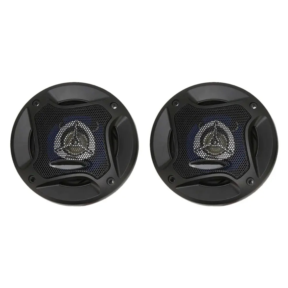 Black 4in car speakers 280w coaxial car audio pair with mesh grille silver central cone and heat dissipation design