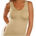 Beige sleeveless fitted units cami shaper seamless top with scoop neckline and upper bust support in 2 units set